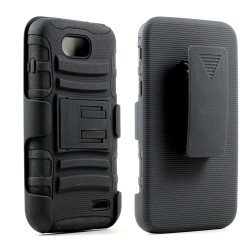 LG Optimus L90 Armor Shell Holster Combo Case (Black)